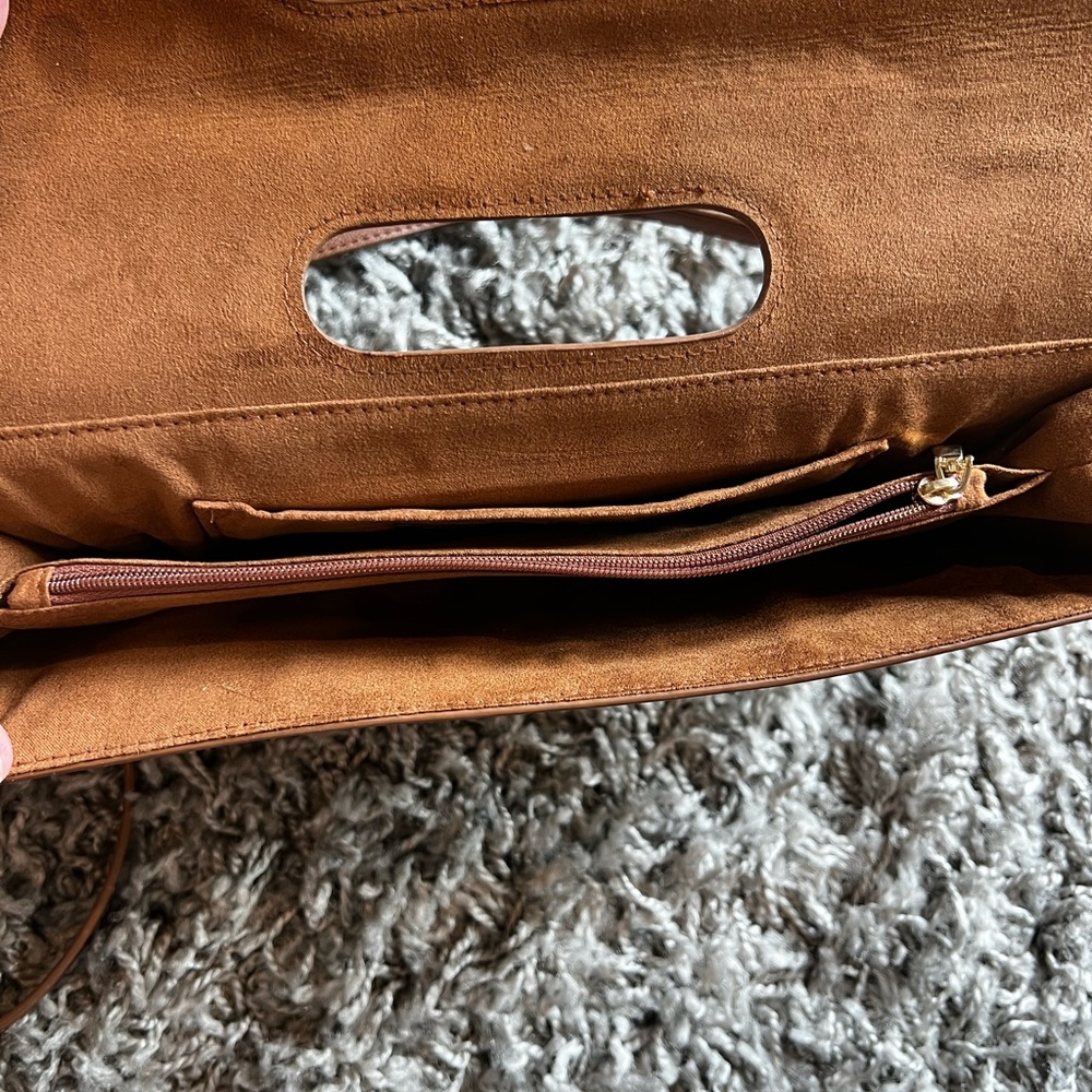 White House Black Market Brown Crossbody Bag with Suede Accents - Picture 4 of 8